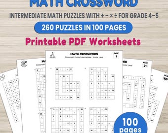 Math Crossword for Grade 4–5 | Crossmath Puzzle PDF | Printable Math Puzzles for Kids | Addition & Subtraction Activities | Math Game Puzzle