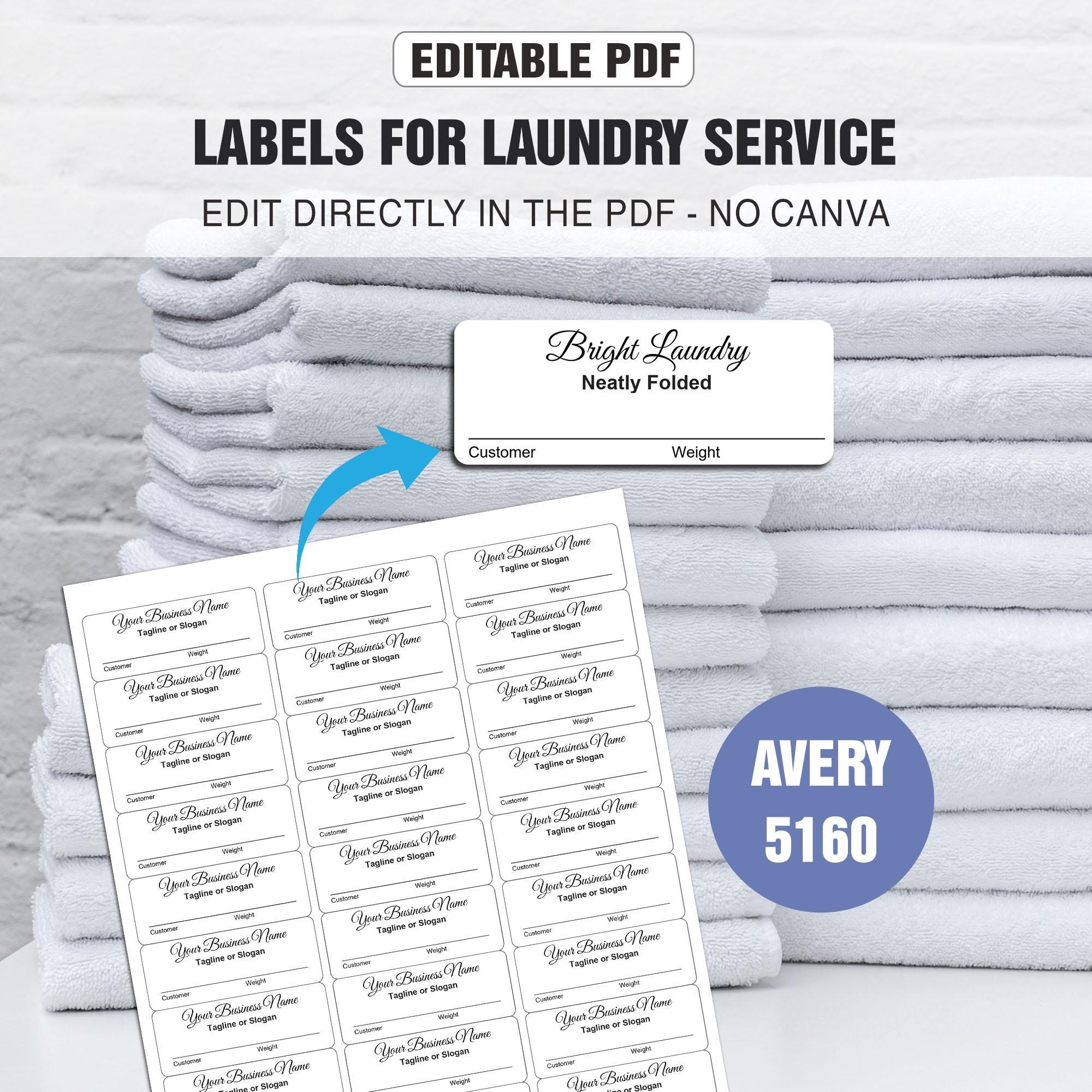 Laundry Labels Template – Editable for Avery 5160 - Printable Laundry
