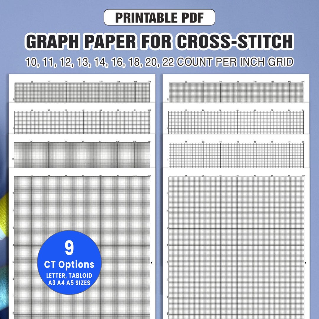 Graph Paper for Cross-stitch 10–22 Count per Inch | 10-22 Count Graph ...