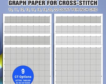 Carta millimetrata per punto croce 10-22 punti per pollice / Carta millimetrata 10-22 punti con griglia in pollici / Simulazione di tessuto per punto croce stampabile
