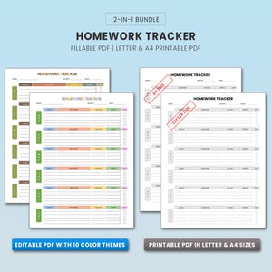 Homework Tracker | Editable Homework Tracker | Printable Homework Tracker | Homework Planner | Homeschool Planner |  Assignment Tracker