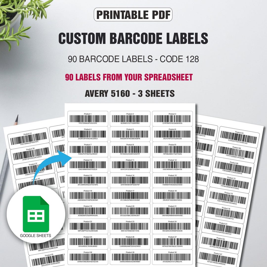 Custom Barcode Labels for Inventory & Products – Avery 5160 – 90 Labels ...