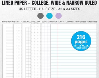 Papel cuadriculado de puntos, papel rayado, papel cuadriculado (rayado universitario, rayado ancho y rayado estrecho), papel para cuaderno, papel punteado, páginas para agenda