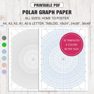 Polar Graph Paper Bundle | Polar Coordinate Graph Paper | Printable Polar Grid PDF | Engineering & Math Graph Paper | Polar Plotting Paper