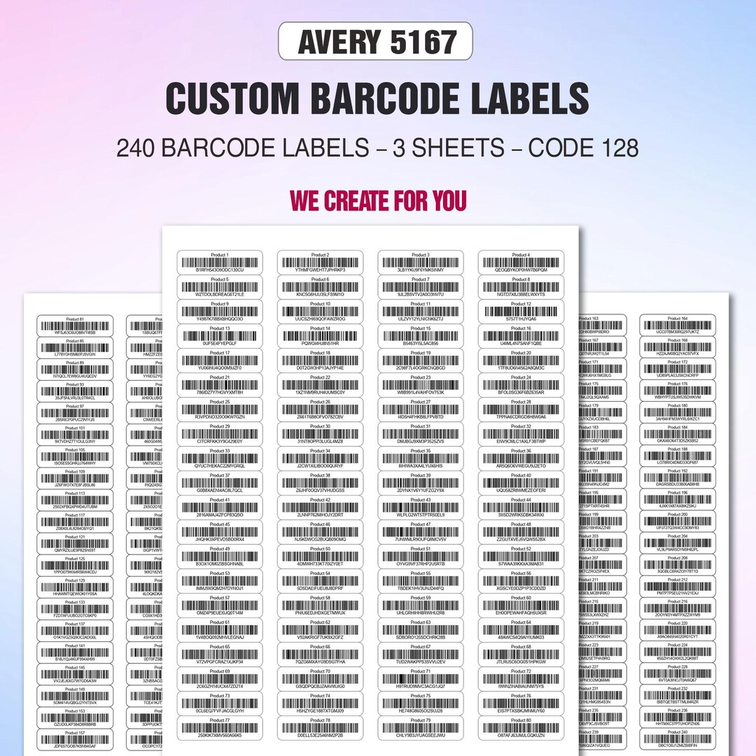 Custom Barcode Labels – Avery 5167 – 240 Barcode Labels – 3 Sheets (80 ...