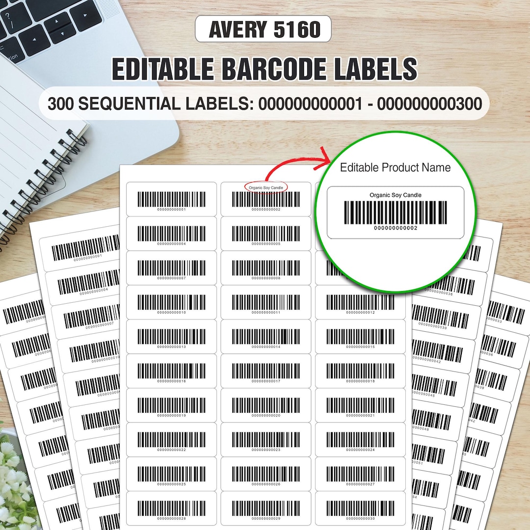 Barcode Labels for Inventory Management | 300 Pre-generated Sequential ...