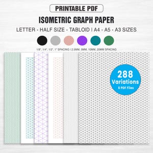 Papel cuadriculado isométrico, cuadrícula isométrica, papel de dibujo, papel para bocetos 3D, papel de arquitectura, papel de diseño, papel imprimible, insertos para agendas