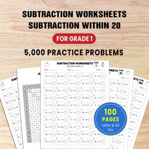 Subtraktions-Arbeitsblätter für die Klasse 1, Subtrahierungs-Fakten-Übungen, Subtraktions-Füllen Sie die Lücken aus Arbeitsblätter, Matheübungen, Klasse 1-Subtrahieren