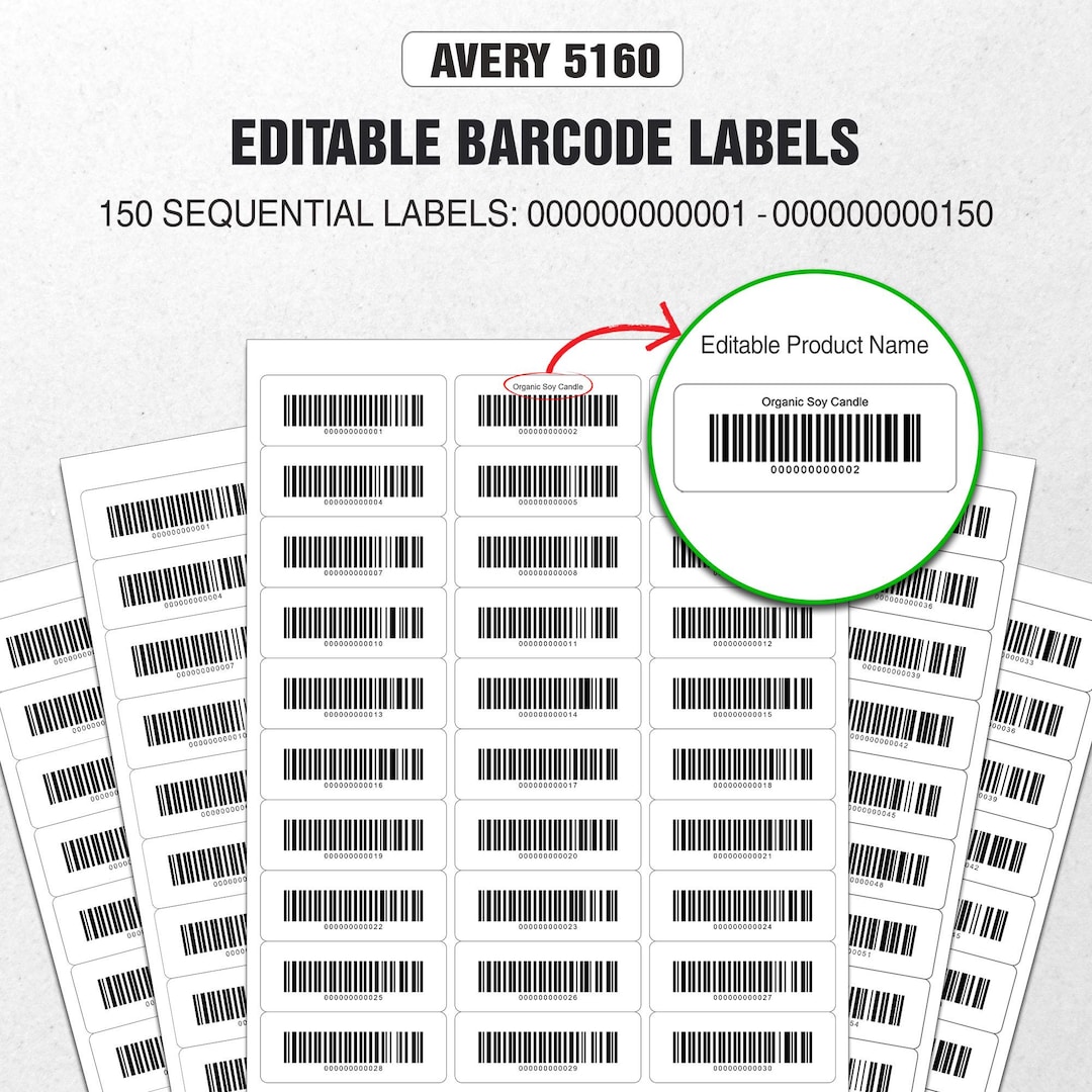 Barcode Labels for Small Business | 150 Pre-generated Sequential ...
