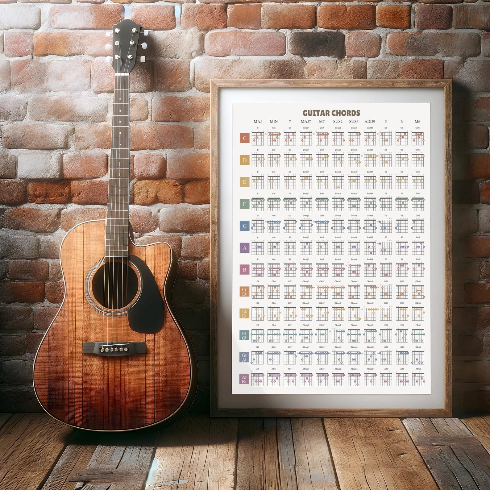GUITAR CHORDS - Guitar Chord Chart Printable Poster | Printable Guitar ...