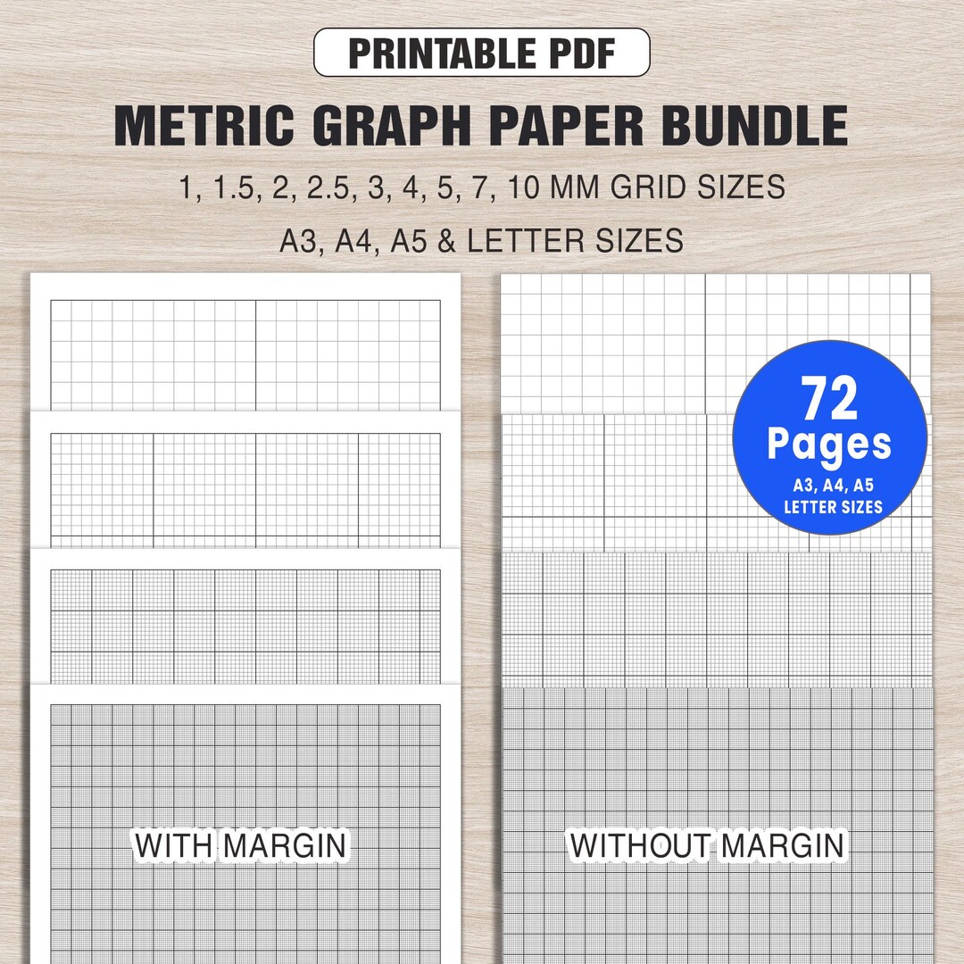 Metric Graph Paper Bundle – 1mm to 10mm Grid Sizes | Graph Grid Paper ...