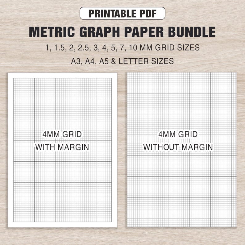 Metric Graph Paper Bundle – 1mm to 10mm Grid Sizes | Graph Grid Paper ...