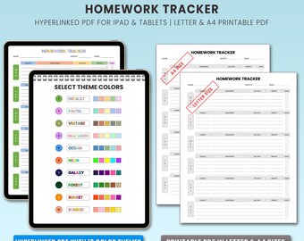 Tracker dei compiti / Tracker dei compiti con collegamento ipertestuale / Tracker dei compiti stampabile / Planner dei compiti / Planner per l'istruzione parentale / Tracker dei compiti