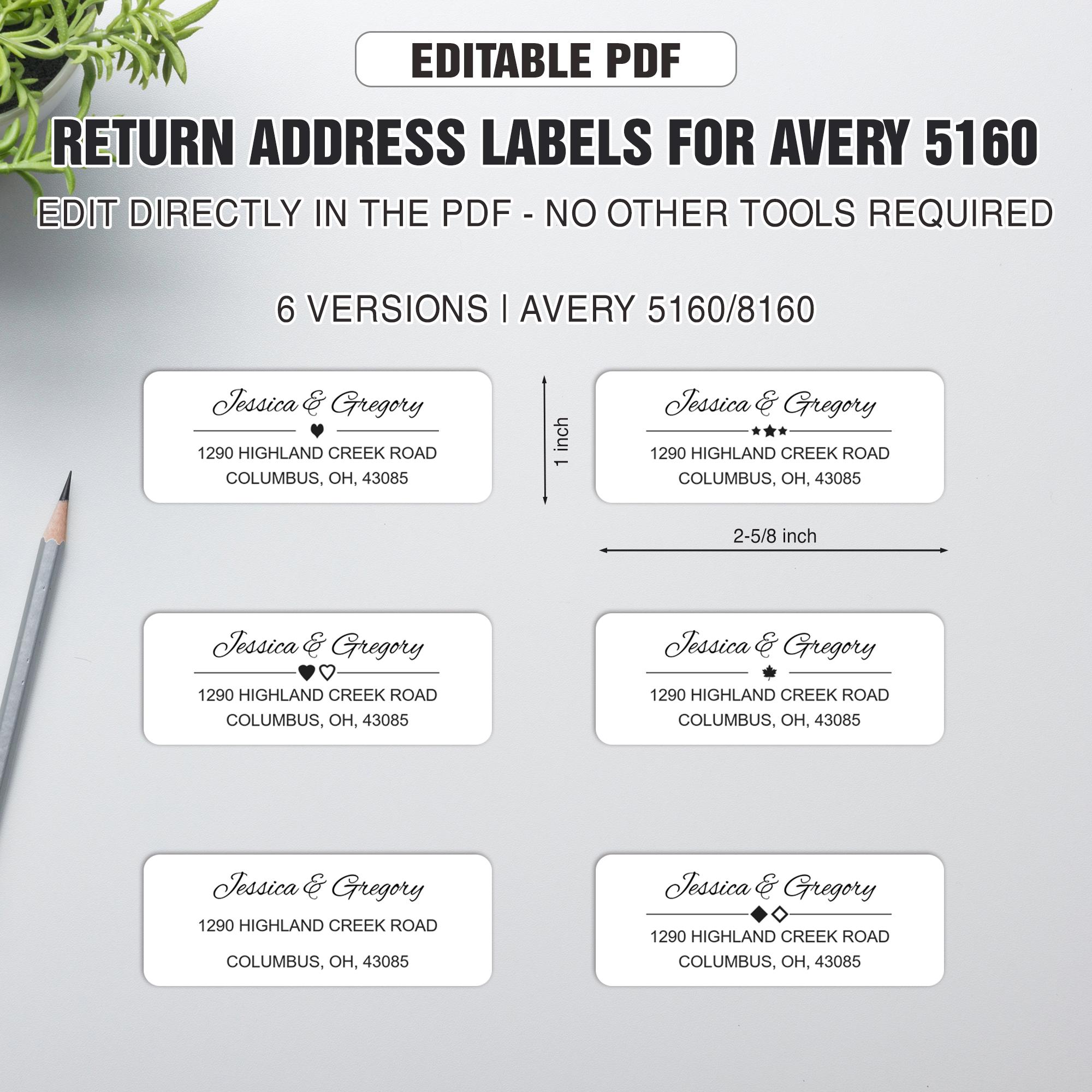 Plantilla avery 5160 - Etsy México, image size:2000x2000