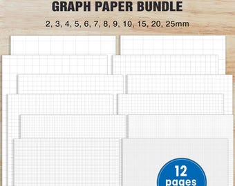 Paquete de papel cuadriculado / Papel cuadriculado imprimible / Papel con cuadrícula / Papel a cuadros / Papel cuadriculado / Páginas para planificadores escolares y de ingeniería