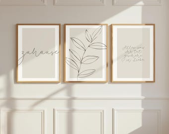 Set of 3 Christian Posters, Home Decor, Bible Verse, Modern Beige, Neutral Minimalist Wall Art, Love Gift