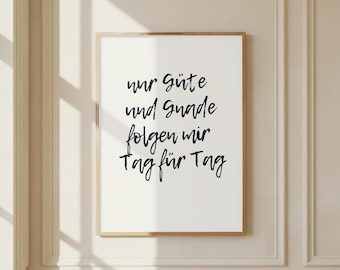 Goedheid en genade volgen mij. Psalmposter, Duitse Psalm 23 decoratie, Bijbelvers afbeelding, Christelijke wanddecoratie, Geloof cadeau, Verjaardag, Christelijke kunst.