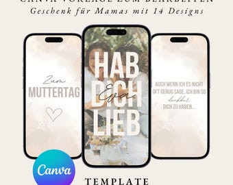 eCard Muttertag personalisiert digitale karte Whatsapp animierte Karte Geschenk Muttertag Vorlage Canva deutsch Geschenke Mama DIY Mutter