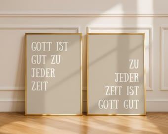 Christelijke posters, set van 2; Christelijke afbeeldingen; Posterset; Christelijke geschenken; Poster; God is goed; Christelijke spreuken; Afbeelding; Woonkamerdecoratie