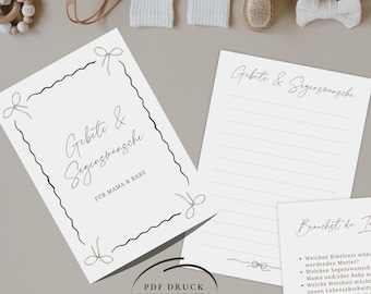 Baby Shower Cards, Baby Shower Game, Printable Baby Shower Gifts, Baby Shower Fill-in Cards, Wishes for Baby, Prayer Cards, Wish Cards for Mom