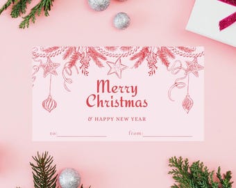 Pink Christmas Gift Tags Printable | Cute Holiday Present Tags | Christmas Gift Labels | Instant Download | Printable Xmas Tags