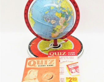 Vintage Replogle Quiz Globe Game c1953 Hard to Find Complete
