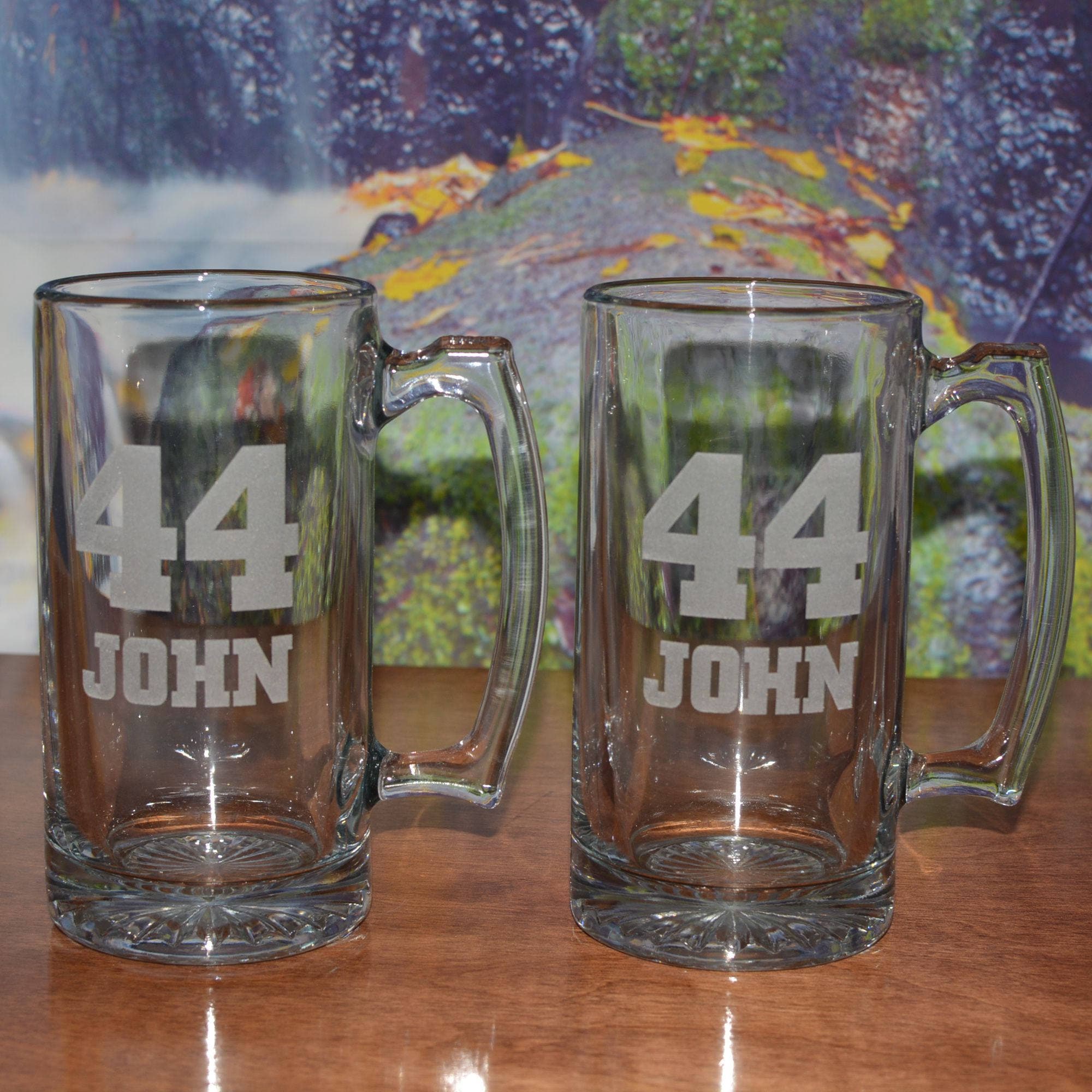 A Pair of Large Personalized Beer Steins 25oz