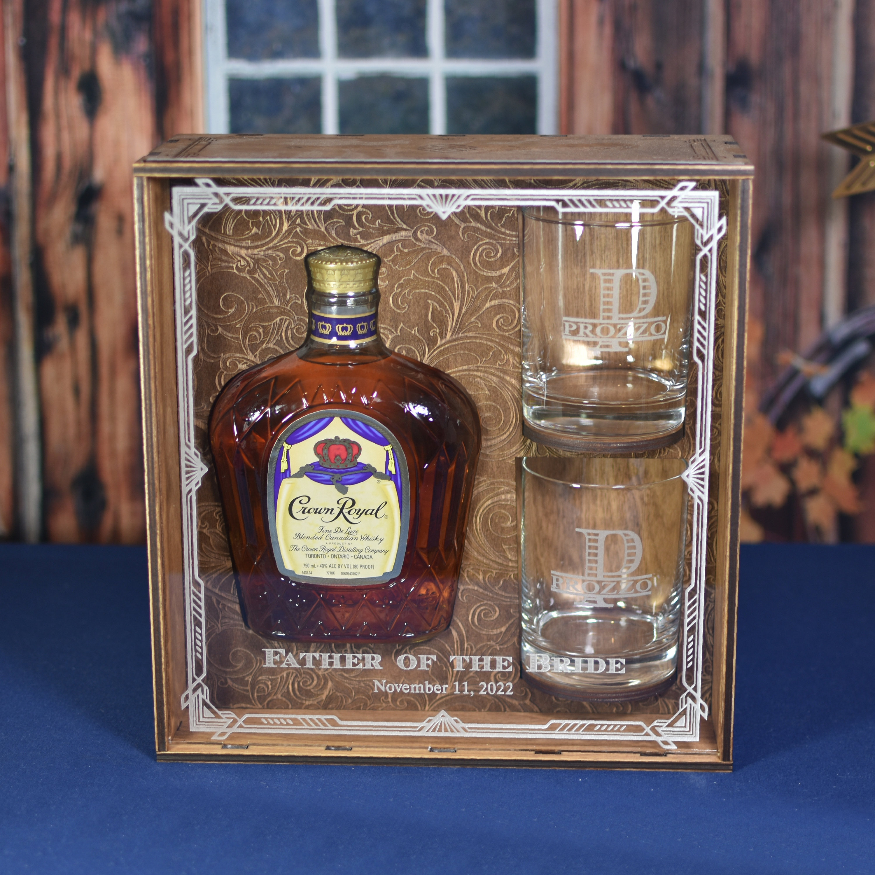 Whiskey Gift Set in Wood Box, Set of 2 Classic-Shape Whiskey