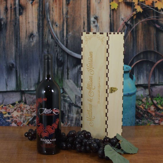 Personalized Wine Box with Hinges & Latch