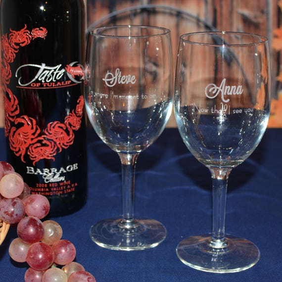 A Pair of Wine Glasses Etched and Personalized by You