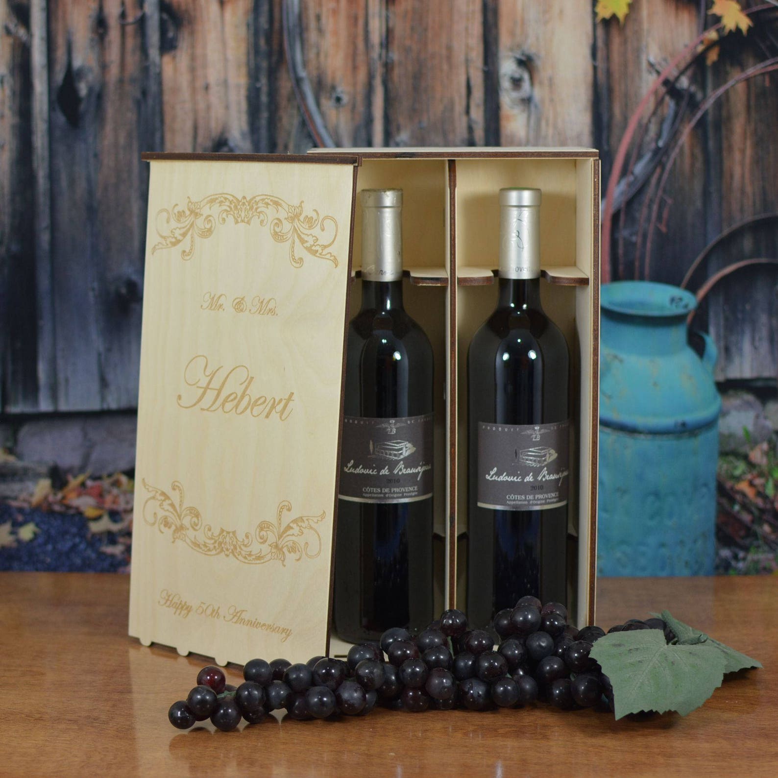 Wood Wine Box for 2 Bottles Personalized by You Etsy