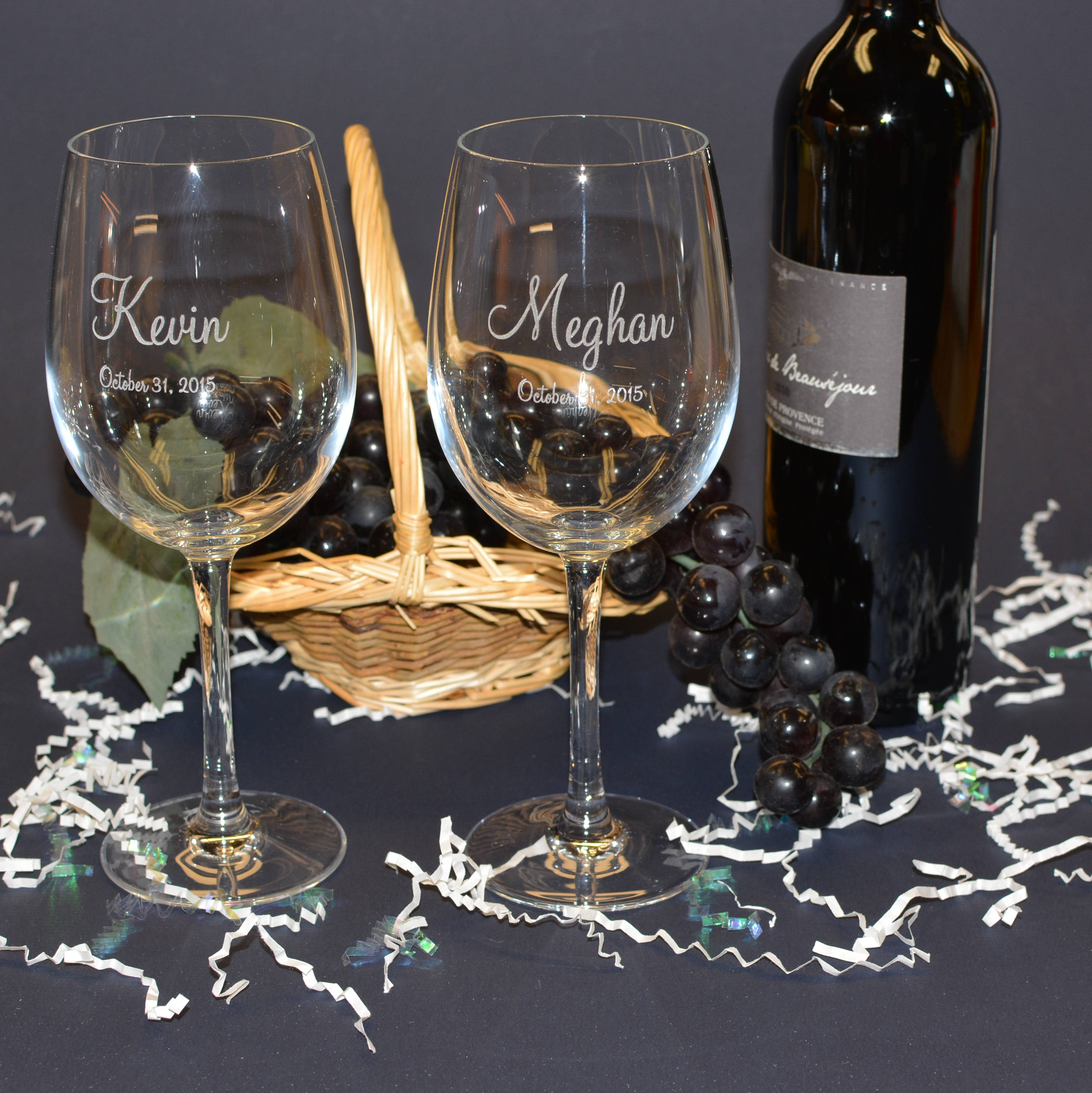 2 Personalized Crystal Wine Glasses 16 Oz Created by You