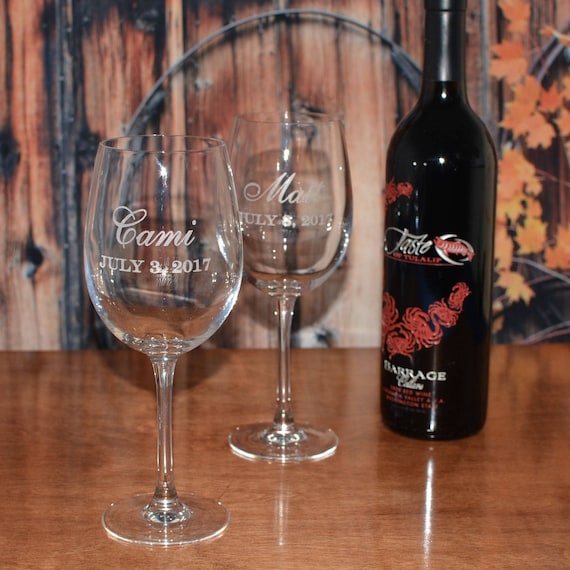 2 Personalized Crystal Wine Glasses 16 Oz Created by You