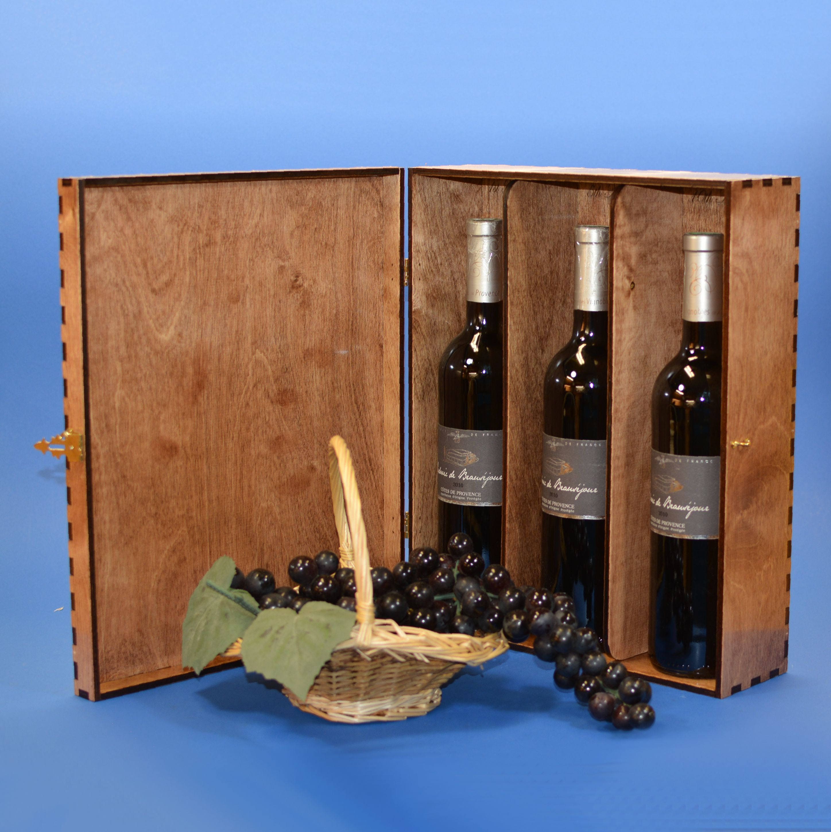 Elegant 3 Bottle Wood Wine Box Personalized by You