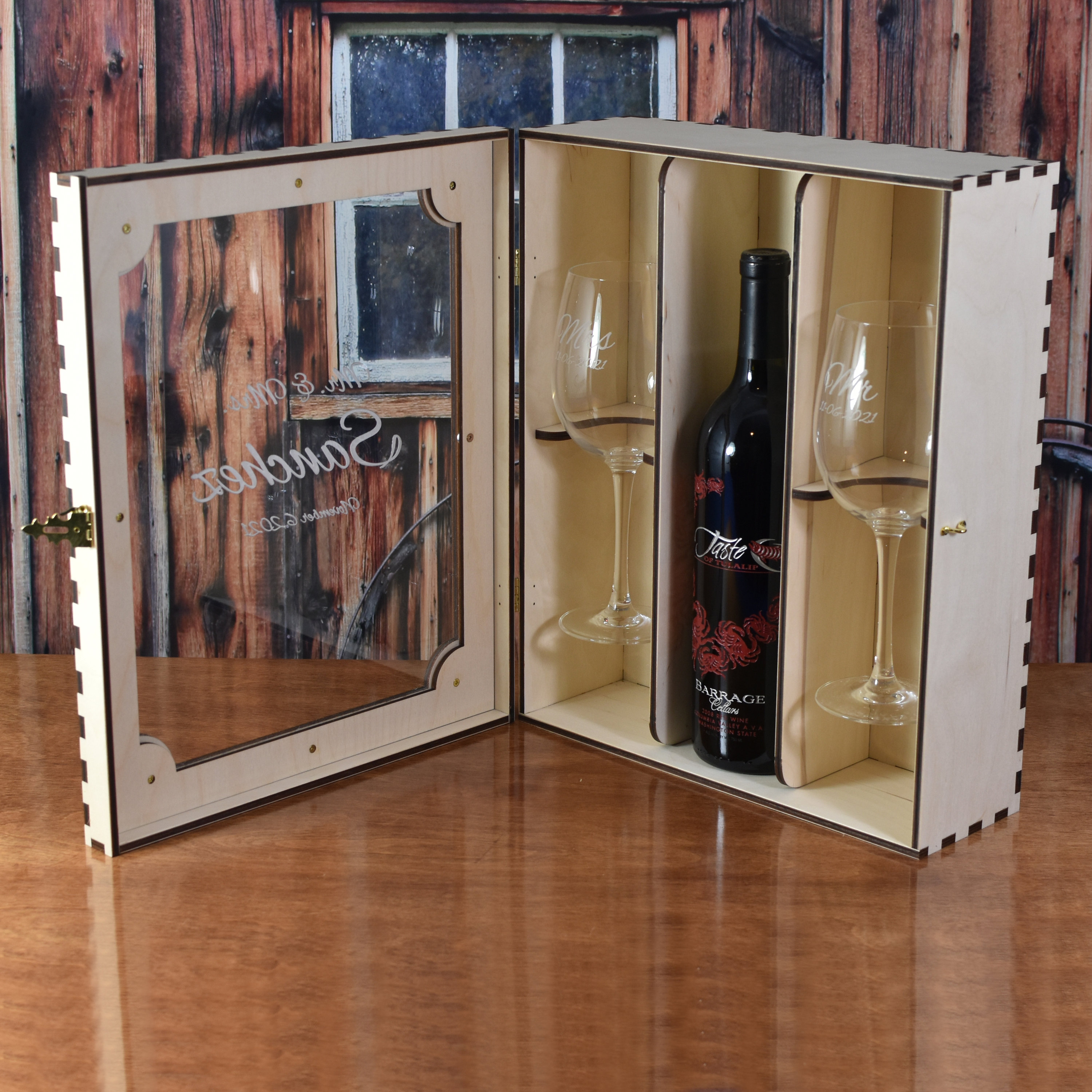 Caja de Madera Personalizada para Copas de Vino ⭐️ Curioshop