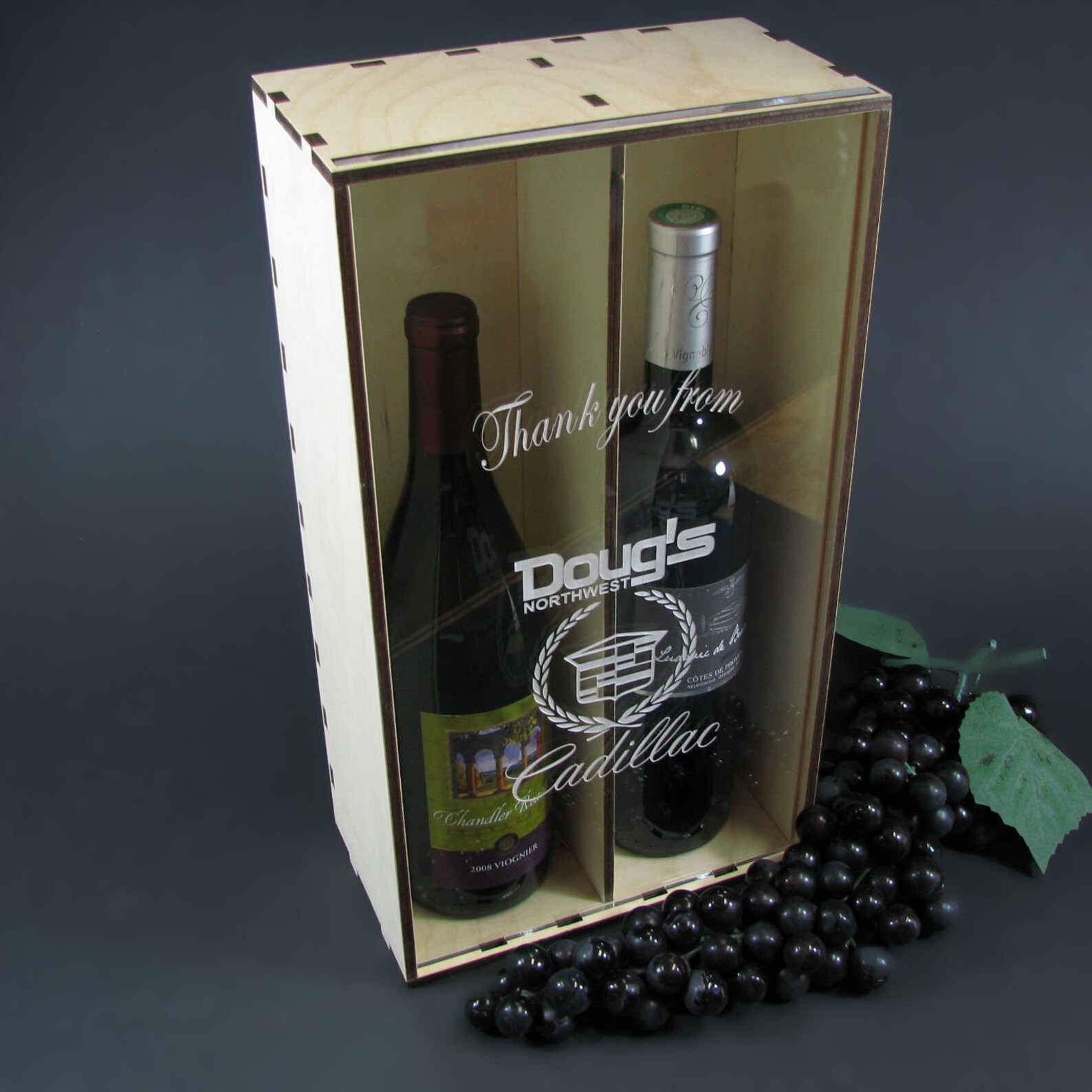 Personalized 2 Bottle Wine Box with Clear Acrylic Front Etsy
