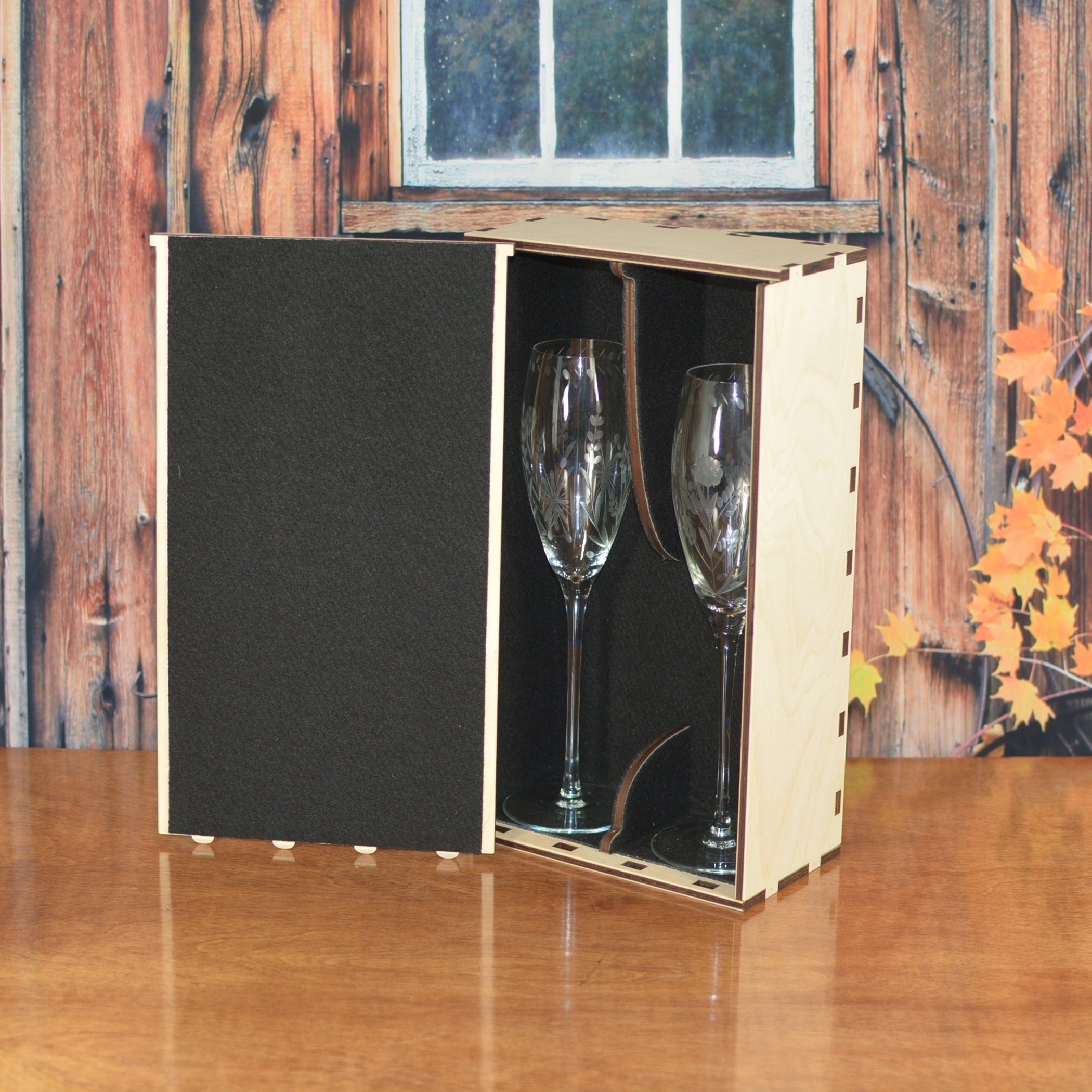 Wood Champagne Flute Gift Box Personalized by You for the Wedding