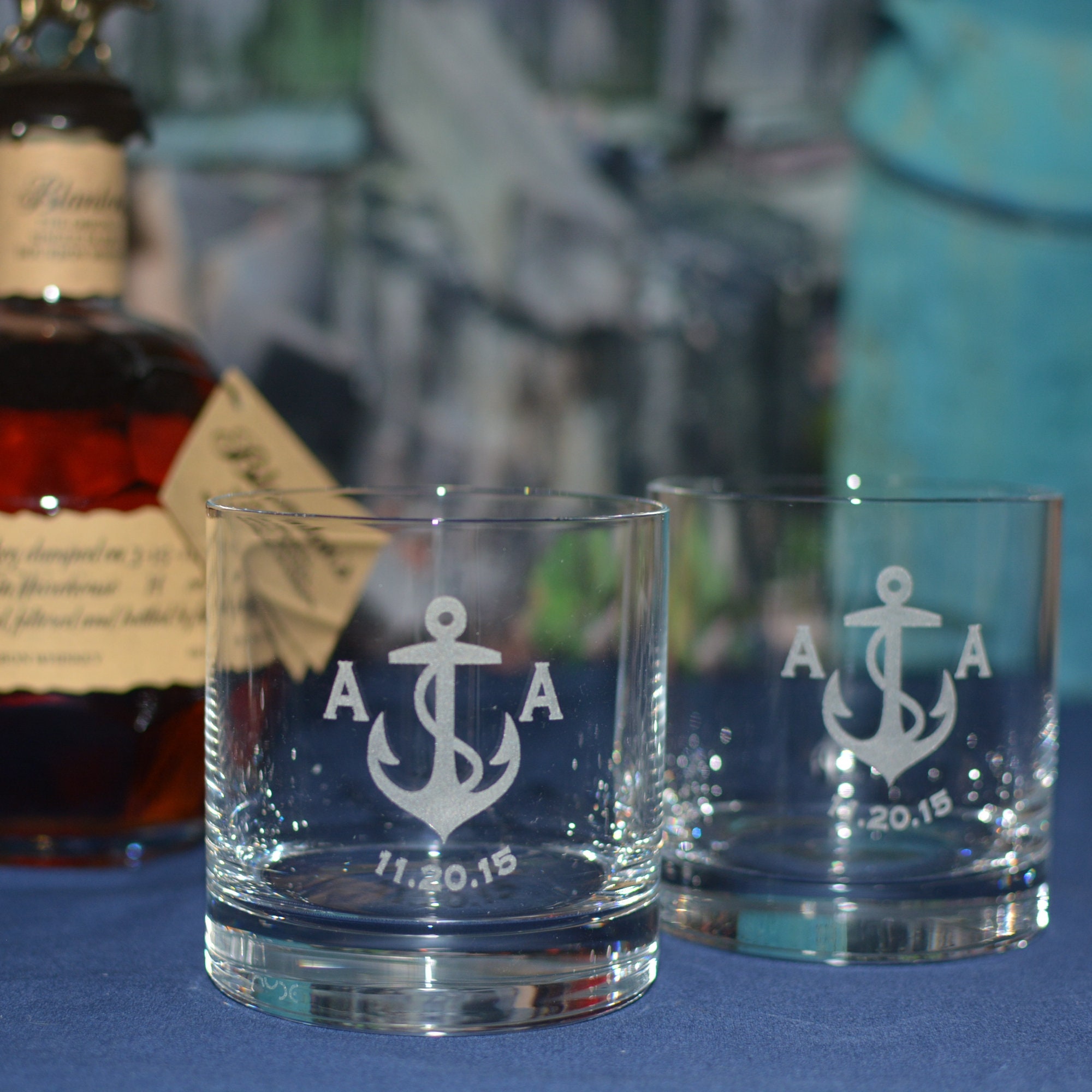 2 Personalized Crystal Rocks Glasses 13 Oz