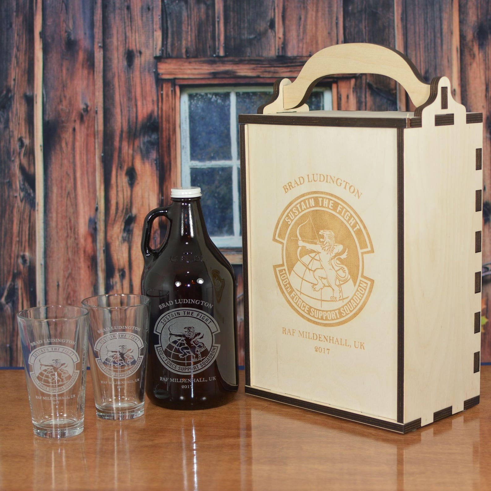 Personalized Wood Beer Growler Gift Box Set with 2 Pint or Etsy