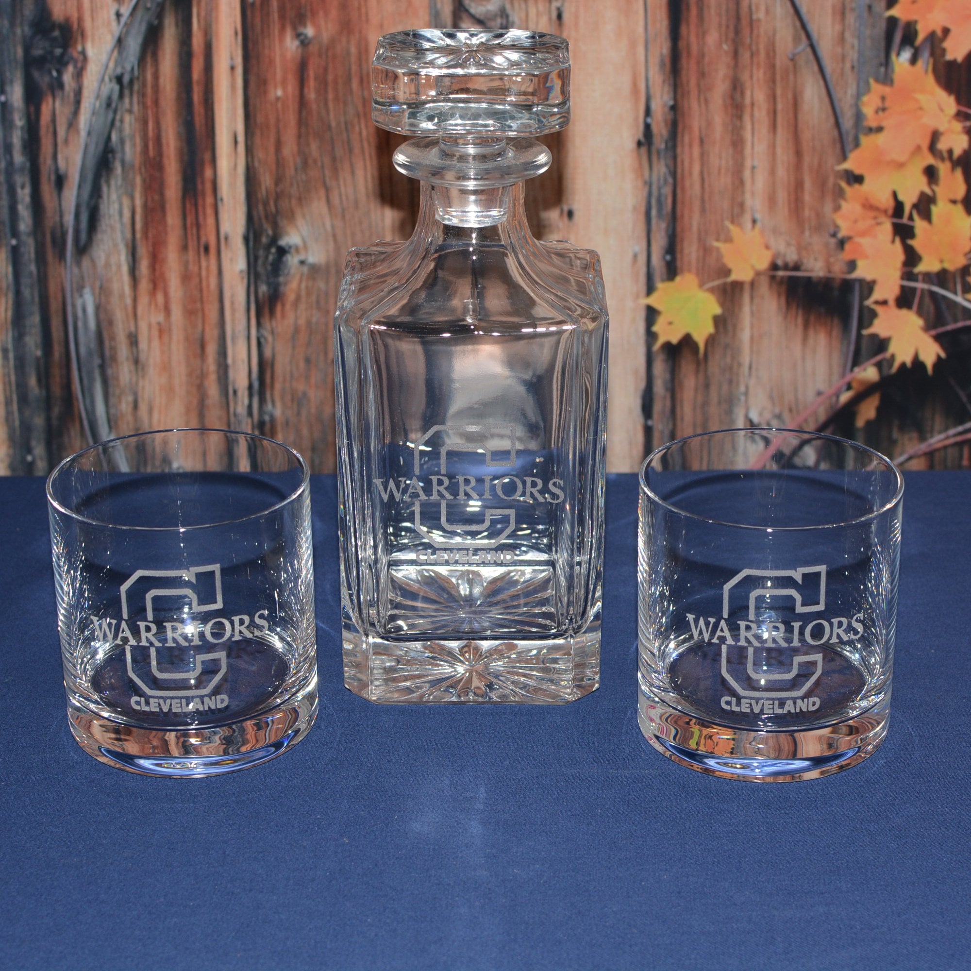 Personalized Glass Decanter with Your Choice of Personalized Glassware
