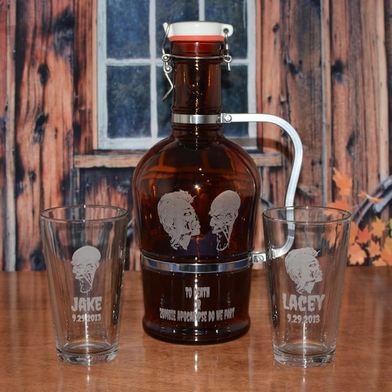 Personalized Beer Growler & Pint Glass Set, Barware