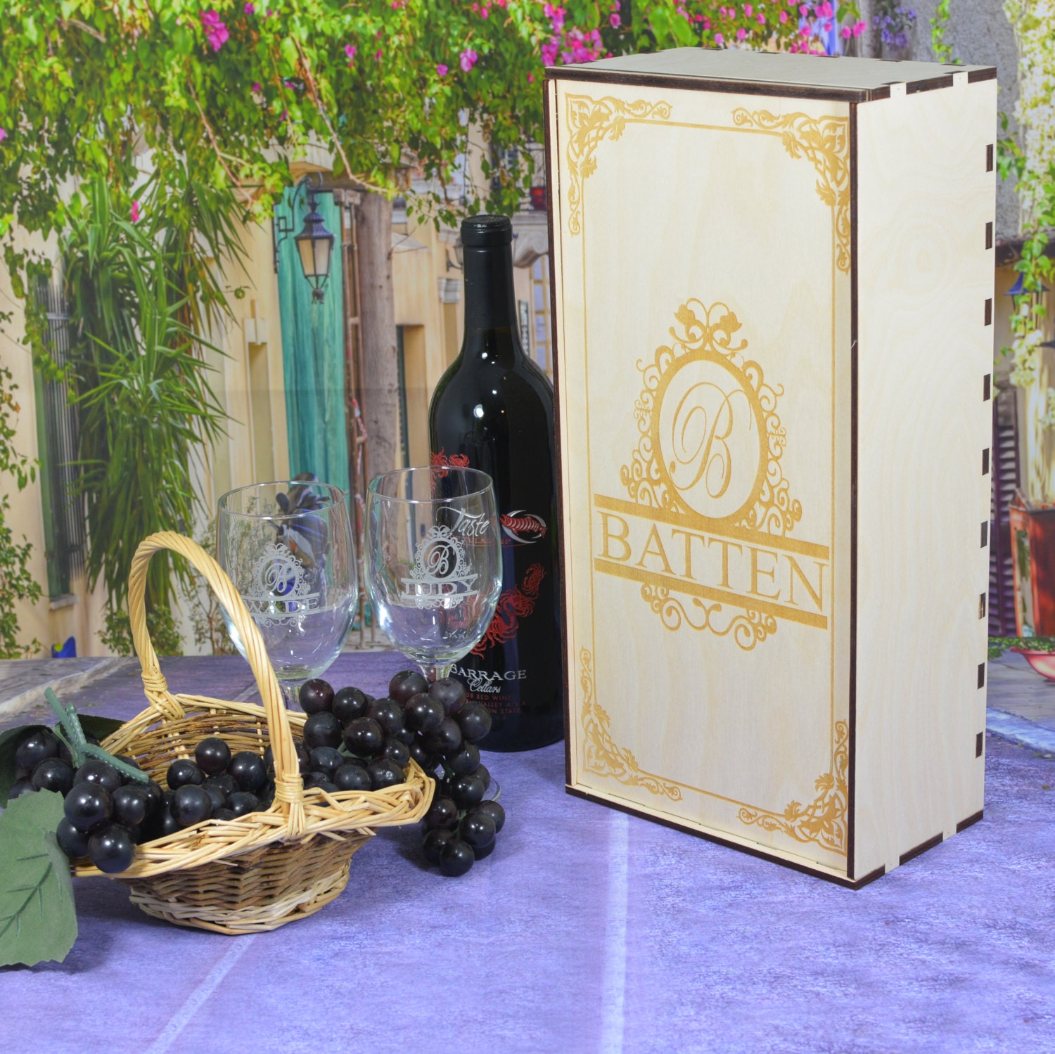 Personalized Wedding Wine Gift Box Set with 2 Custom ...