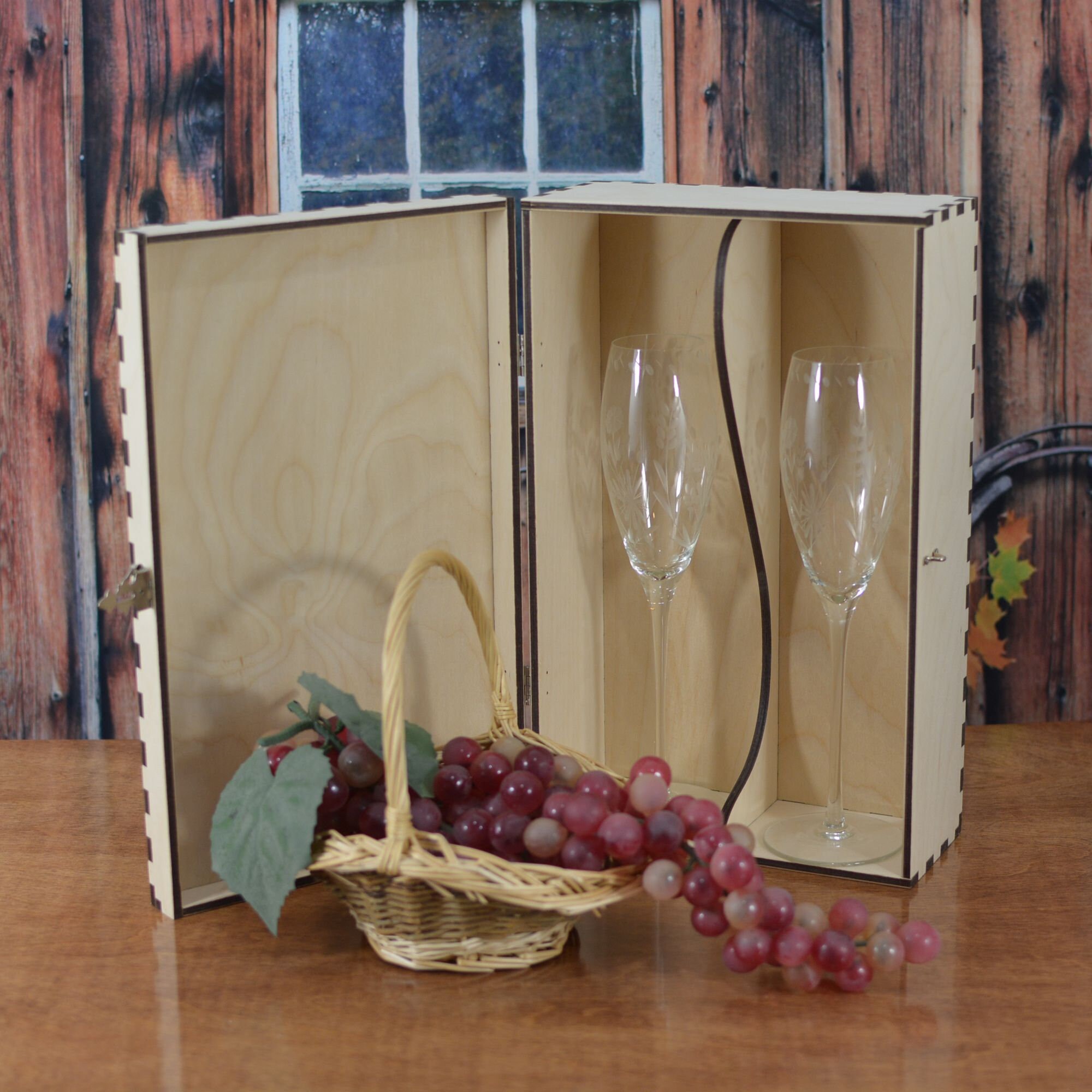 Wood Champagne Flute Gift Box Personalized by You for the Etsy