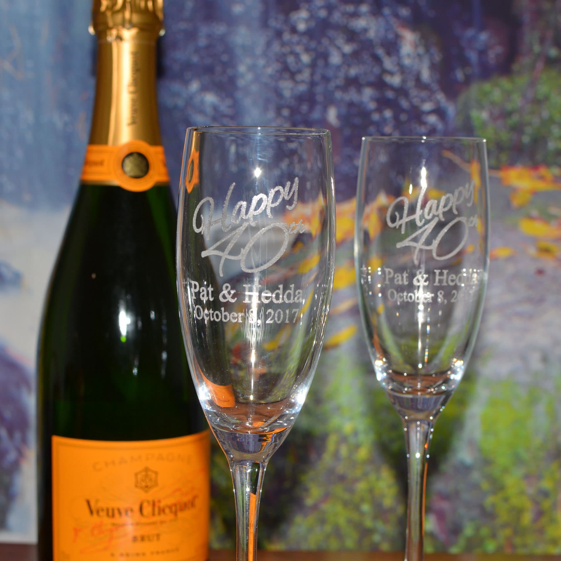 Personalized Champagne Flute Gift Box With Acrylic Front and 2 Etsy