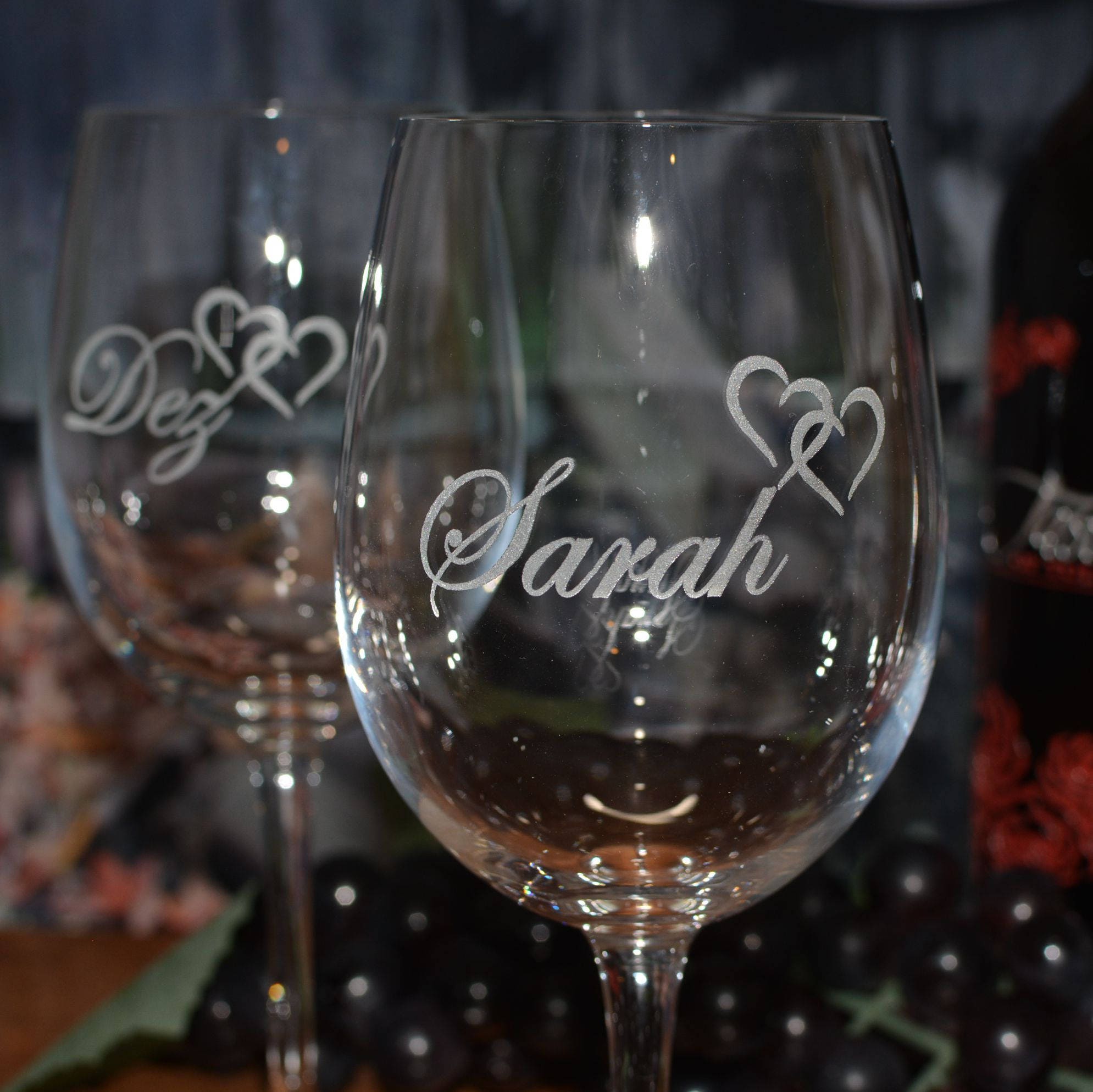 2 Personalized Crystal Wine Glasses 16 Oz Created by You