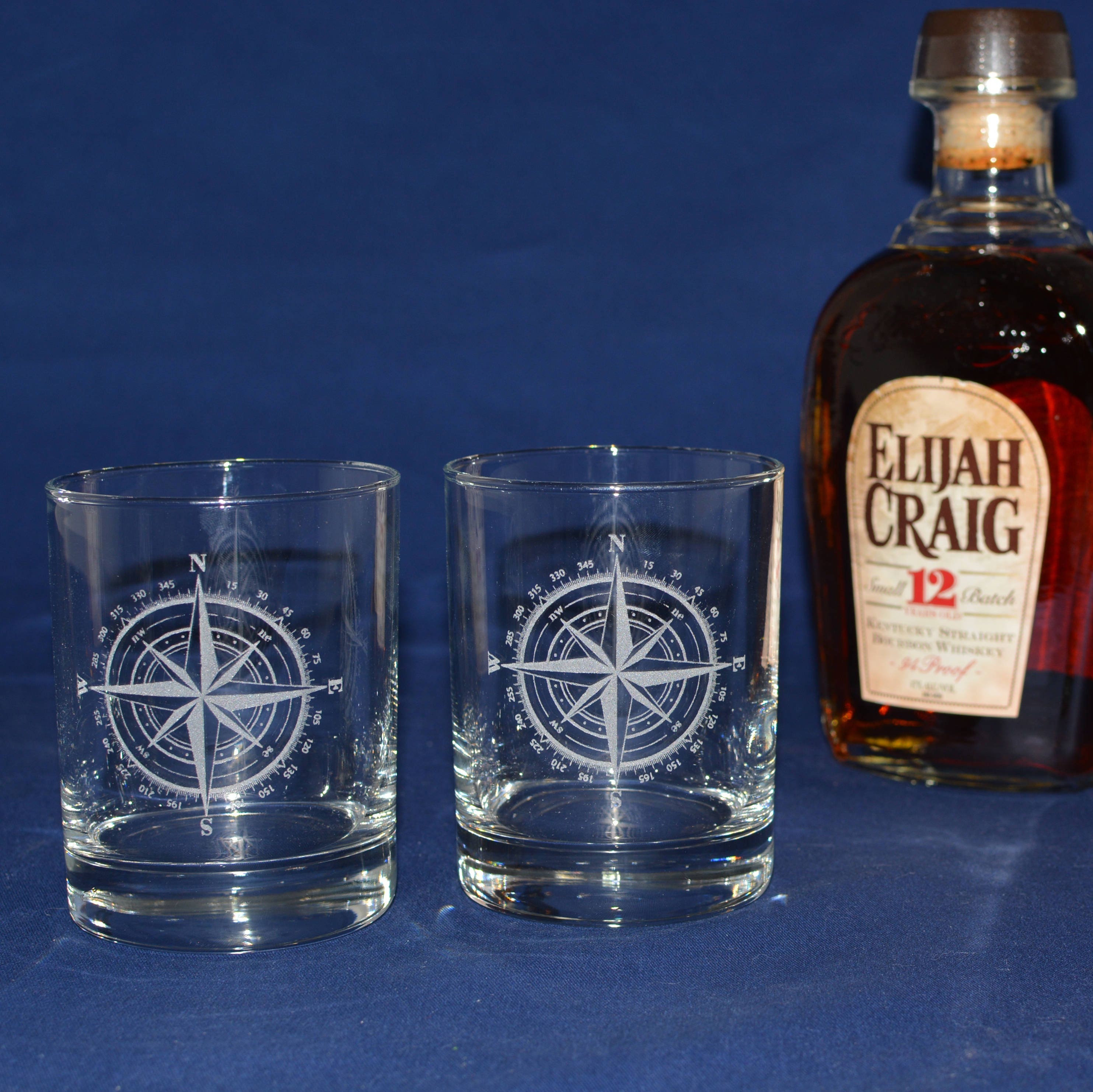 Personalized Wood Whiskey Glass Gift Box with 4 Coasters