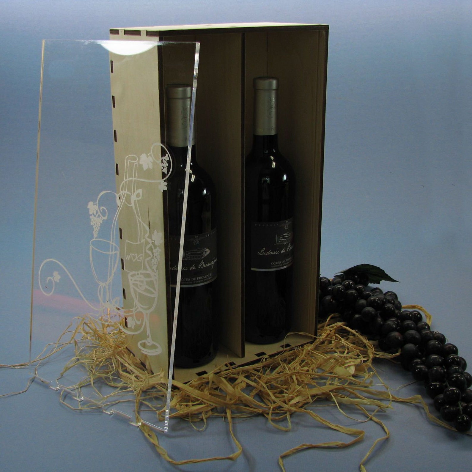 Personalized 2 Bottle Wine Box with Clear Acrylic Front Etsy