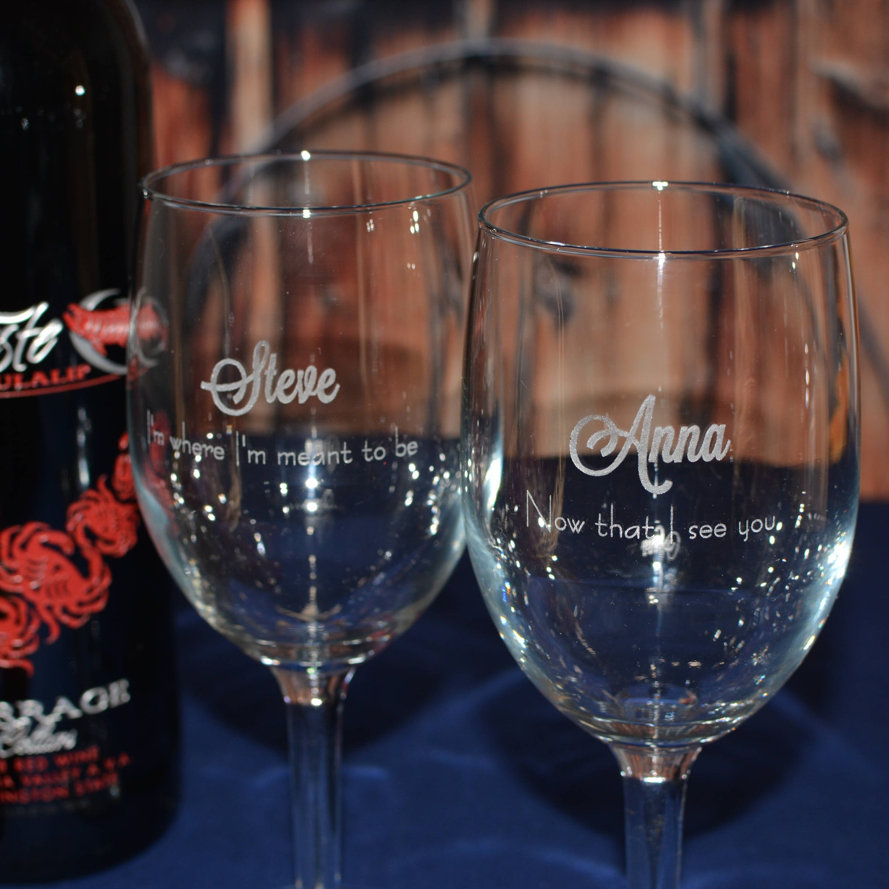 A Pair of Wine Glasses Etched and Personalized by You