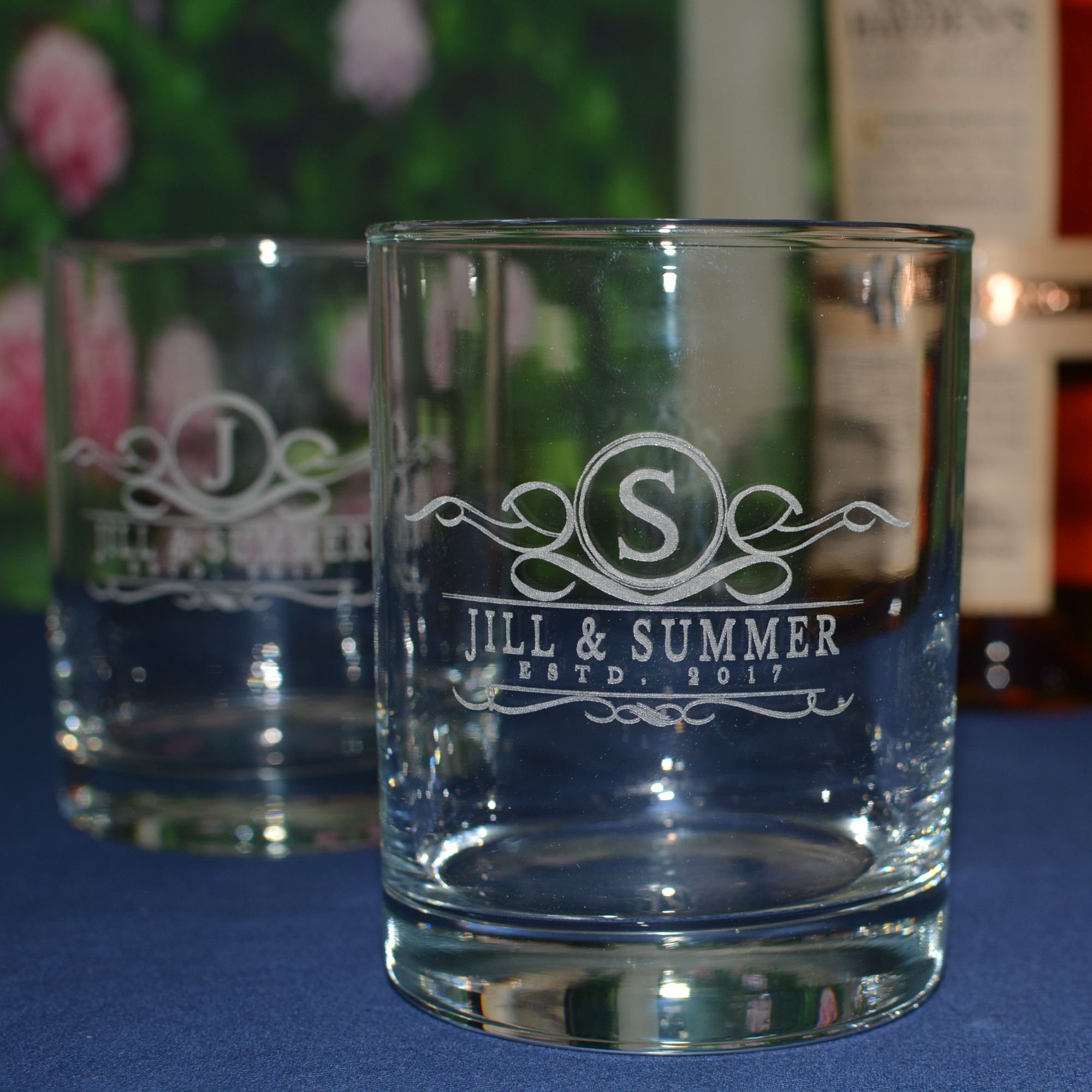2 Double Old Fashioned 14 Oz Glasses Personalized by You