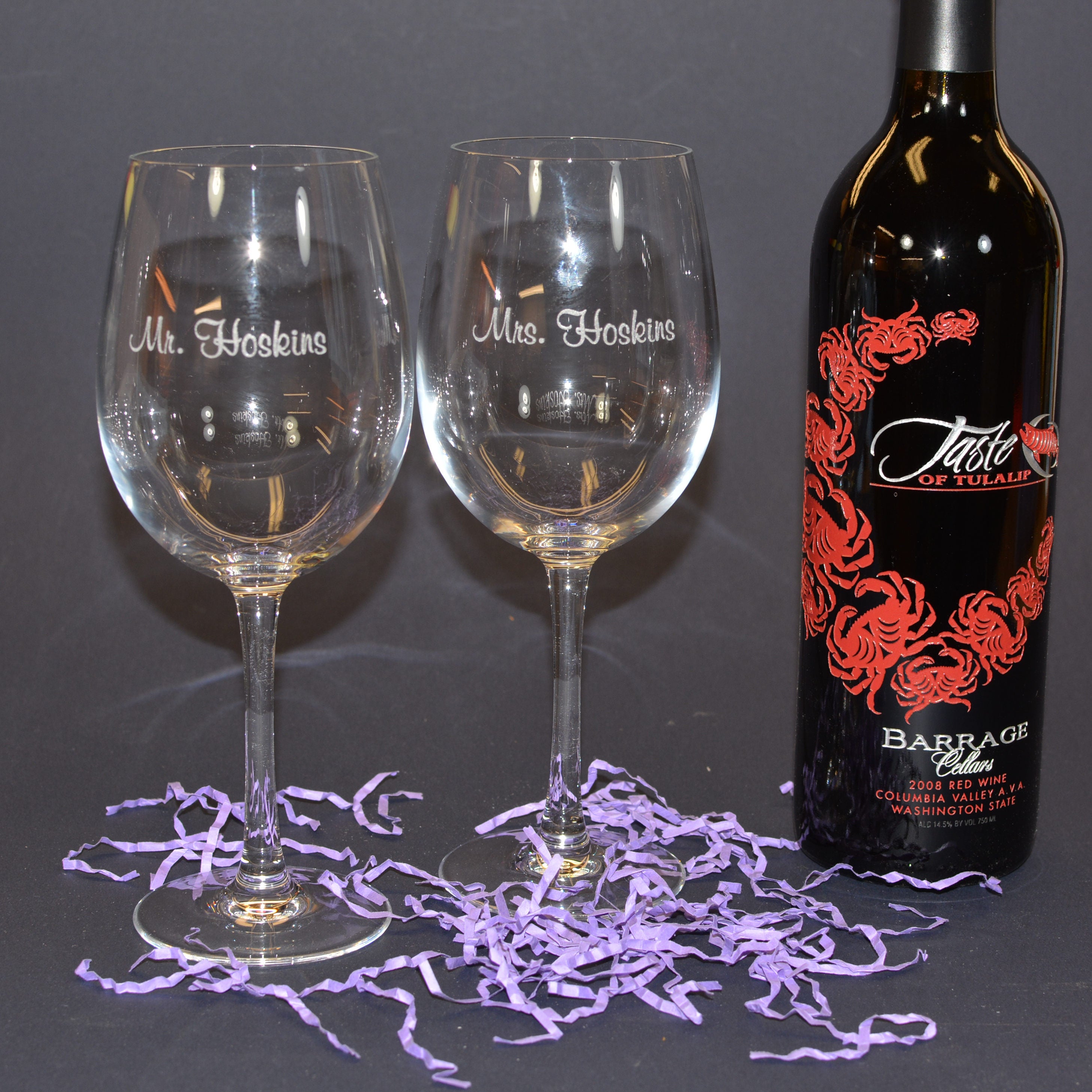 2 Personalized Crystal Wine Glasses 16 Oz Created by You